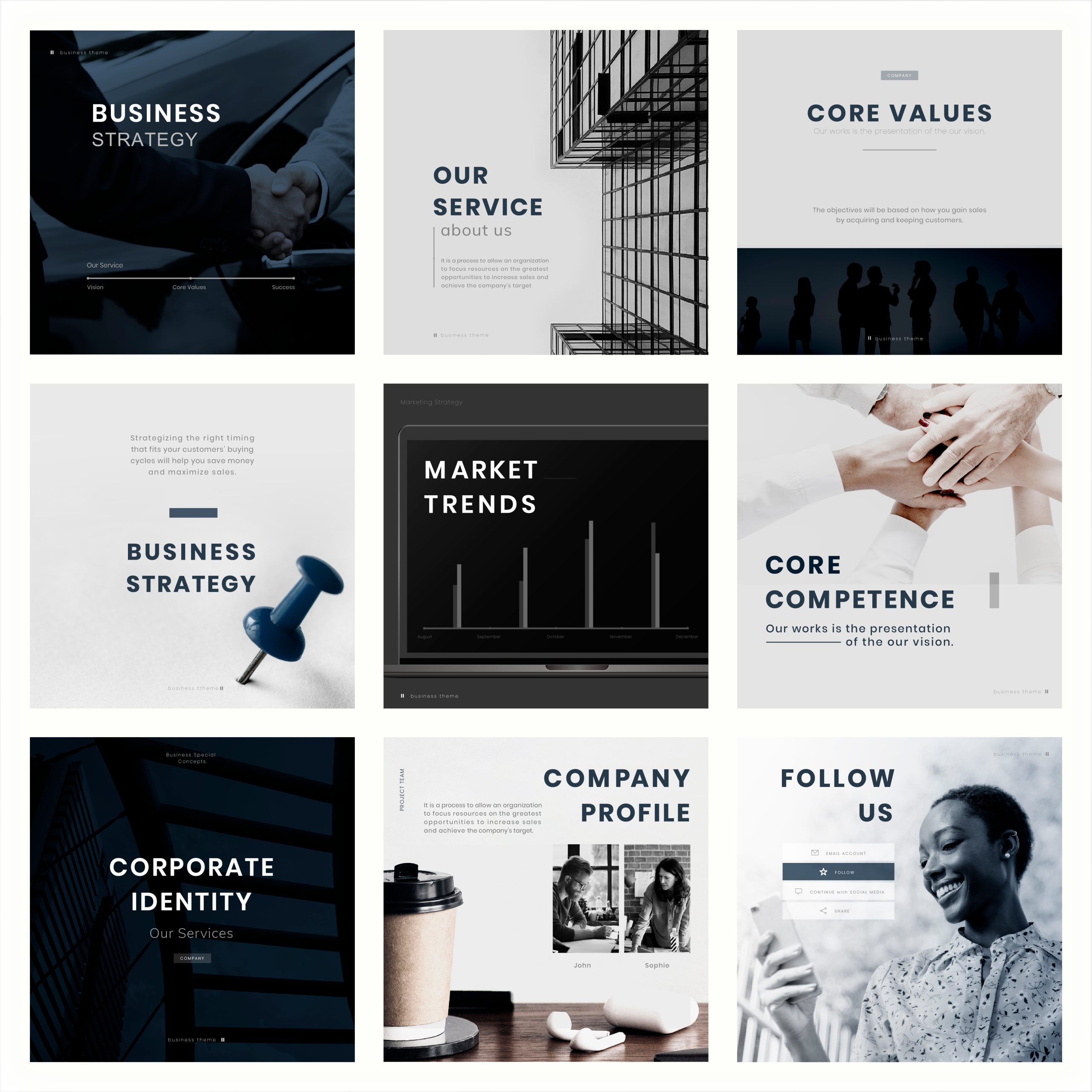 Social media marketing vector editable template set